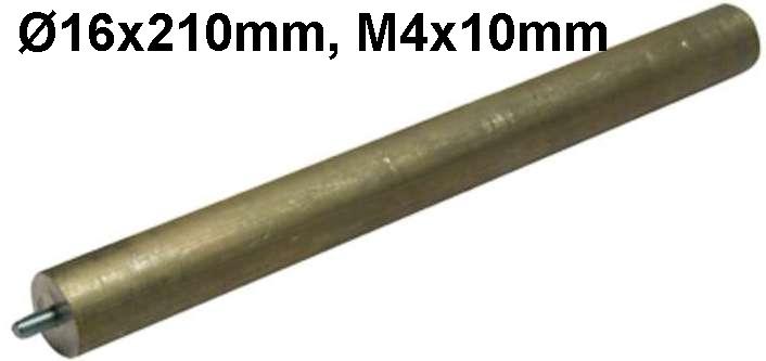 Анод магн. D16 L210mm M4x10mm зам. 65150813, WTH334UN, WTH334AR (для ТЭНов Термекс 066053, 066056, 066057)